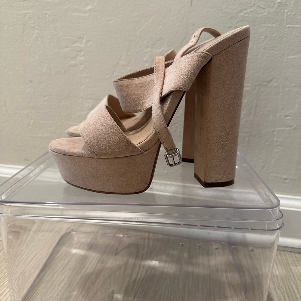 Carven by Kurt Geiger nude suede heels